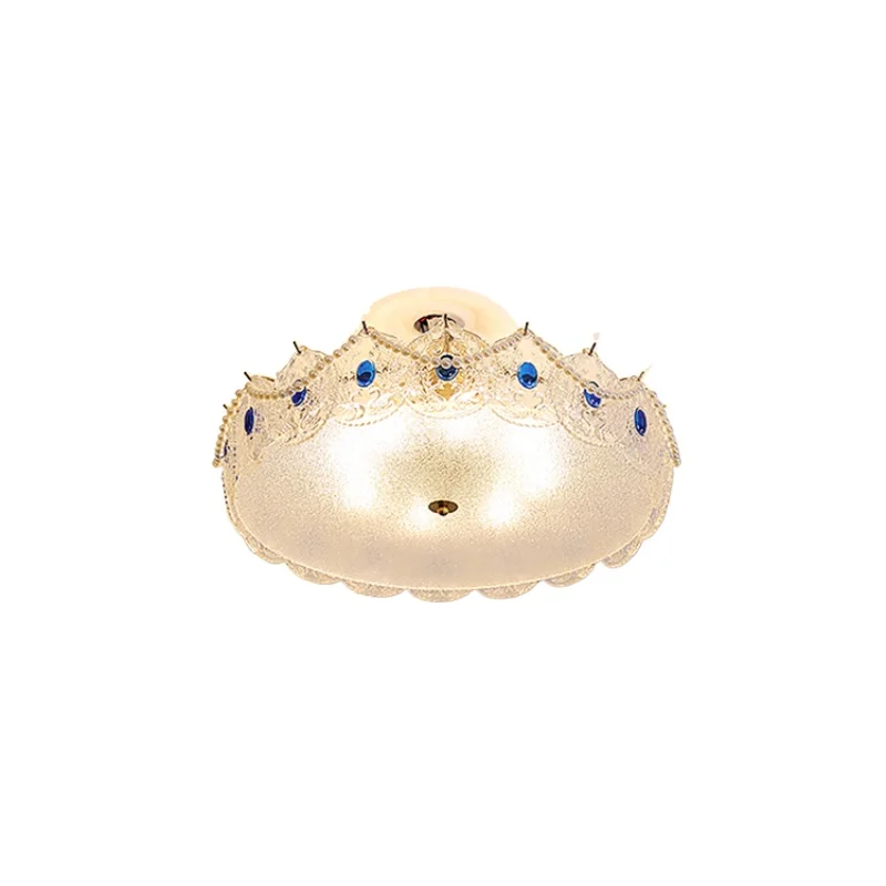 

*French Style Glass Ceiling Lamp For Living Room Bedroom Study Home Roof Fashion Modern Luxury LED Ceiling Chandelier Light