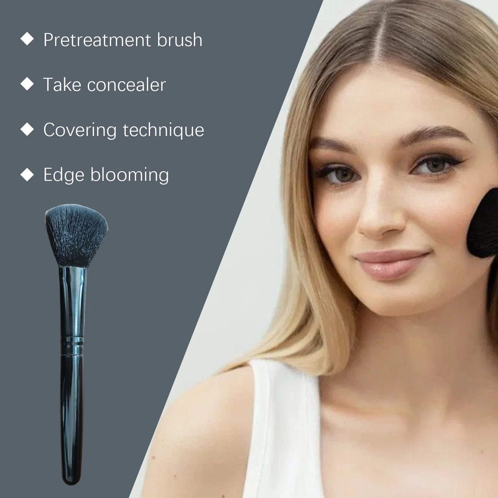 Pędzel do konturowania twarzy, policzków, do pudru, różu, bronzeru, do twarzy, policzków, czoła, szczęki, nosa, do blendowania, kosmetyczny, do makijażu.