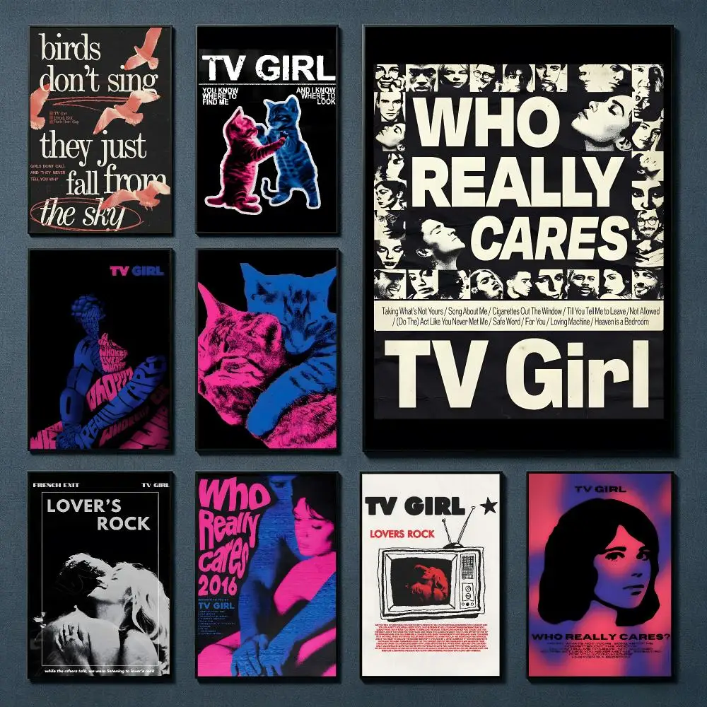 Fashion Band TV Girl Painting Calligraphy HD Canvas Art Print Wall Decor for Bars Coffee Shops Clubs Rooms