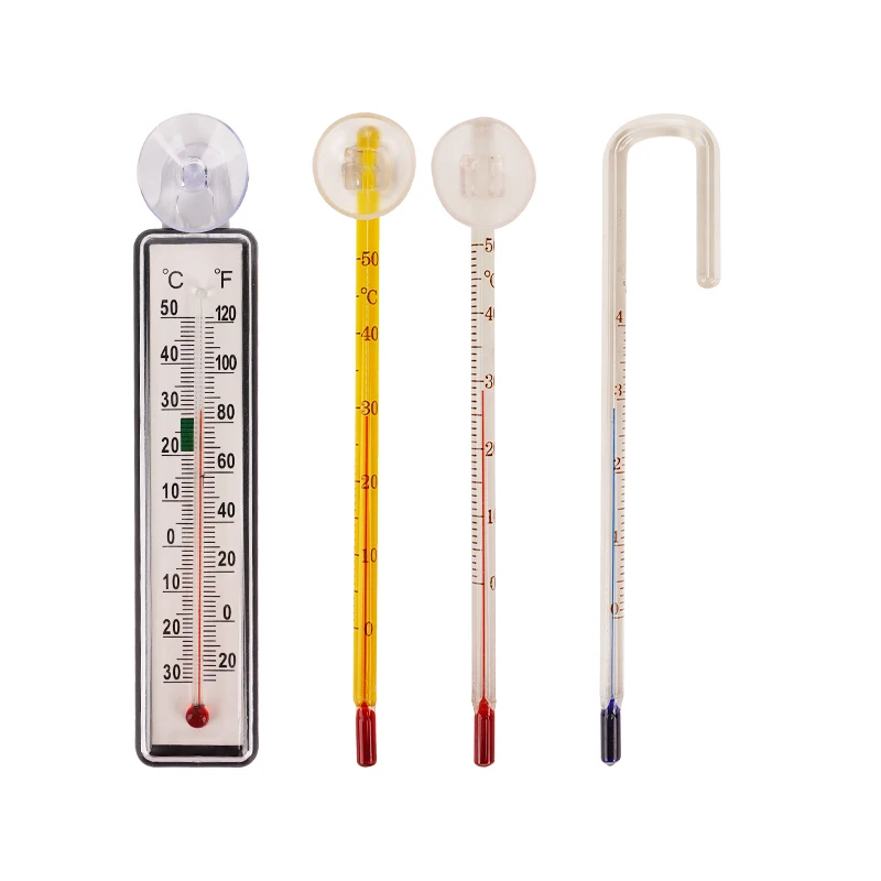 Aquarium Accurate Thermometer Easy-To-Read Fish Thermometers Sucking Cup Monitors Terrarium Temperature Meter