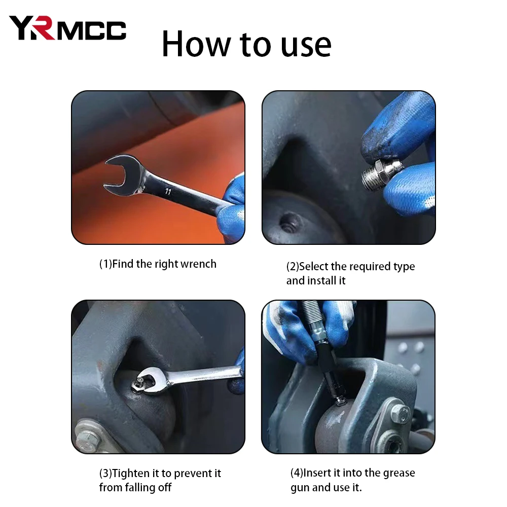 10/20PCS Grease Gun Coupler Steel Connector Fittings Grease Nipple M6 Straight Hydraulic Car Filling Tools Grease Fitting Nipple