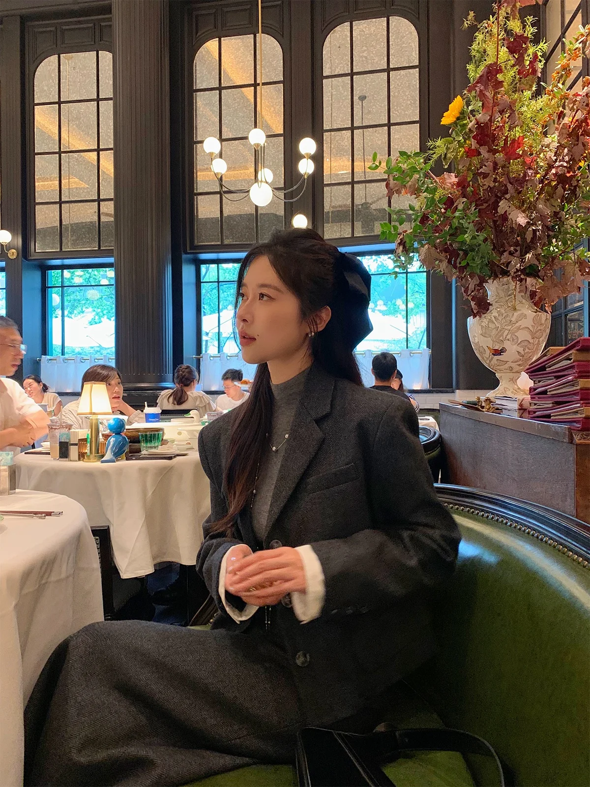 

Florr Playa ey Woolen ort Coat And Midi Skirt Suit Set for Women Spring Autumn Faionable Two-Piece Ensemble