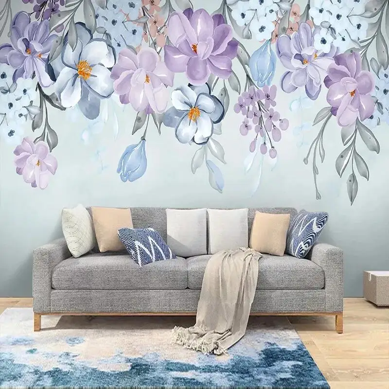 Custom 3D Any Size Mural Wallpaper Nordic Flower Wall Painting Living Room TV Sofa Bedroom Background Papel De Parede Home Decor