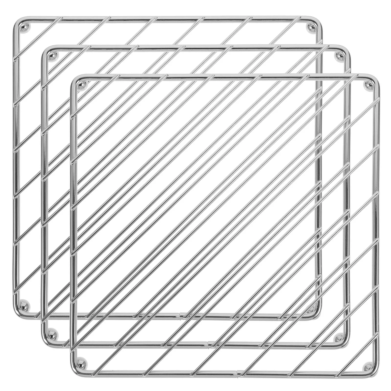 

3Pcs Iron Square Metal Insulation Mat Heat Resistant Nonslip Hot Pot Holder Kitchen Placemat Heat Protection Pad Design