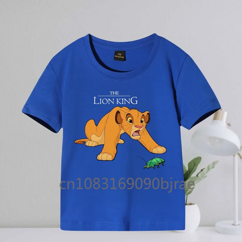 Summer kids The Lion King and Lion Letter Pattern Print Boys Gilrs 100% Cotton T-shirt O-Neck Short Sleeve Fashion Children Top