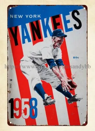 baseball 1958  yearbook cover metal tin sign metal food signs