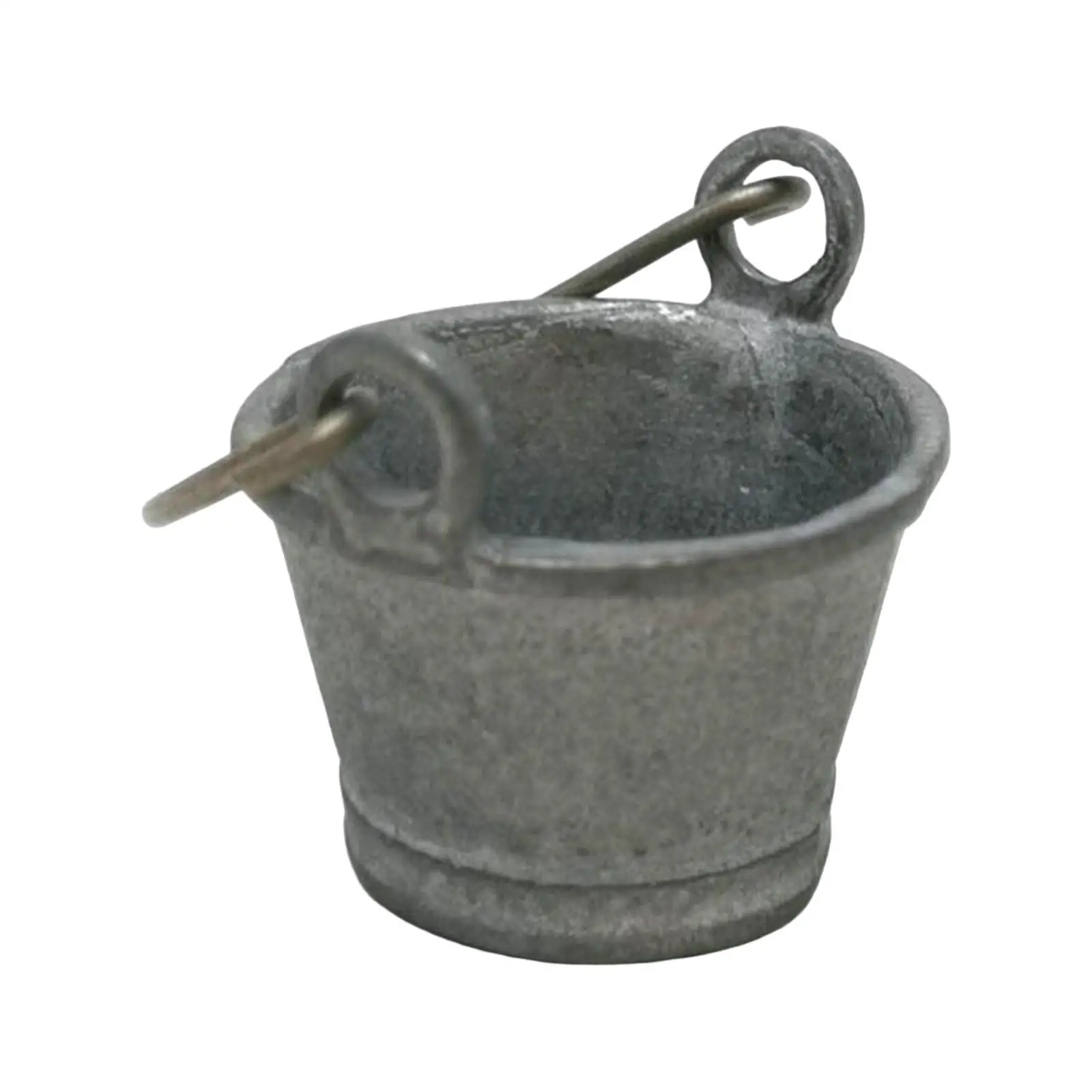 Dollhouse Kitchen Bucket White Alloy Miniature Pail 1 12 Scale for Doll Room Decor Pretend Cooking Accessory Set