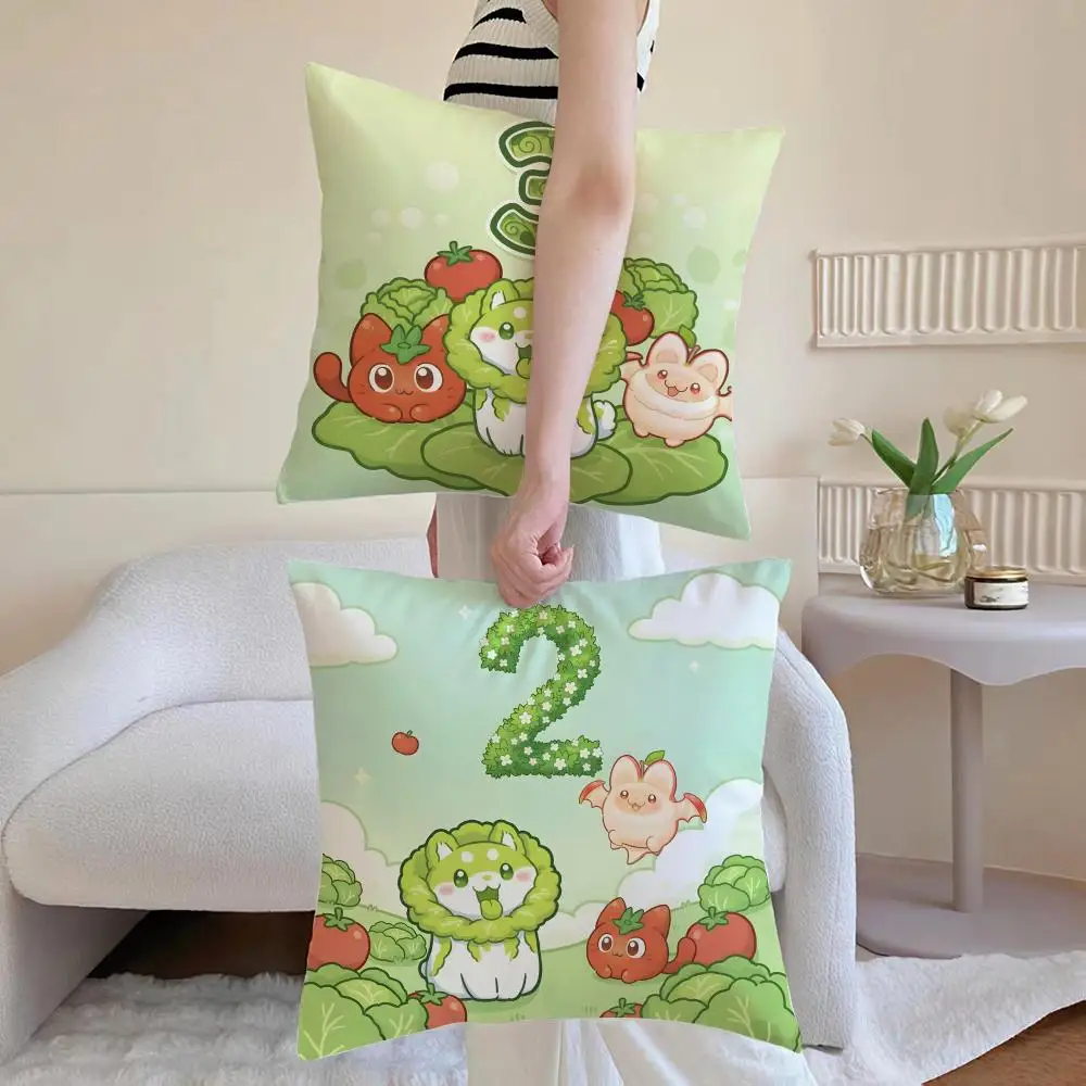 Hybrid Vegetables Fairy C-Cabbage Dog Cushion Cover Washable Linen Pillowcase Soft  for Daily Sofa Bed Home Room Decor