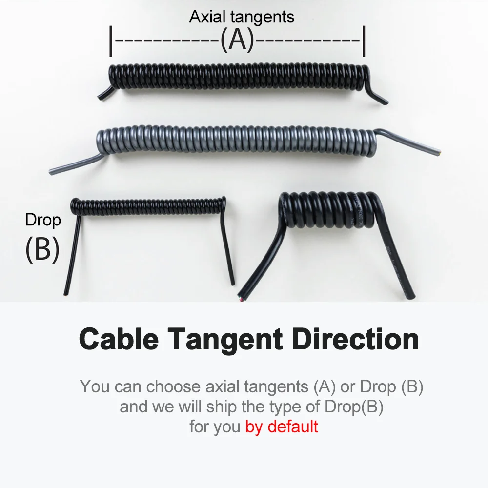 Câble d'Alimentation en Spirale à Ressort, Connecteur de 2, 3, 4, 5, 6, 7, 8, 9, 10, 12, 18 Cœurs, 0.1, 0.2, 0.3, 0.5, 0, 75 mm2, Extensible, Bobine Rétractile, Fil PU