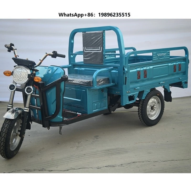 3-wheel Motorized Electric Dumper Tricycle for Adults 60v 1500w Open Cargo Tricycle Front Disc Rear Disc Brake