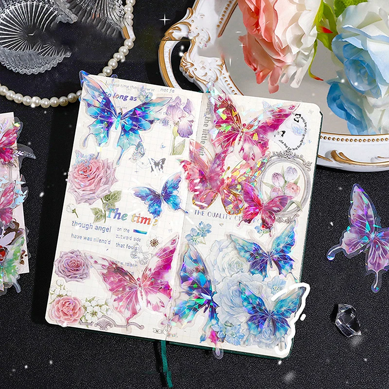 20Pcs Vintage Butterfly Sticker PET Material Paper Waterproof Stickers Set Fairy Tale Journal Stickers For Scrapbooking Planner