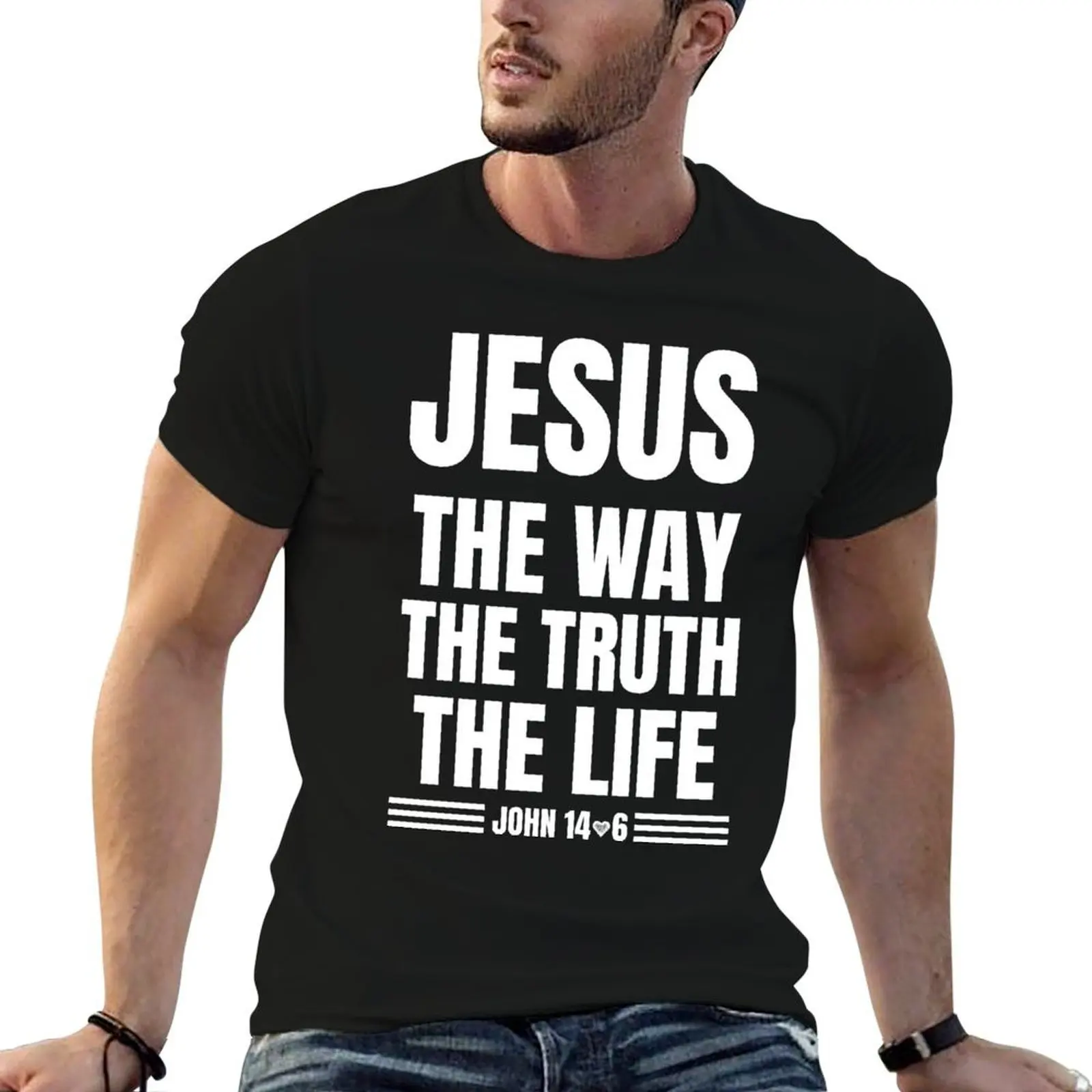 T-shirt JOHN 14: 6 Jésus, la voie, la vérité, la vie, t-shirt à manches courtes avec imprimé élégant