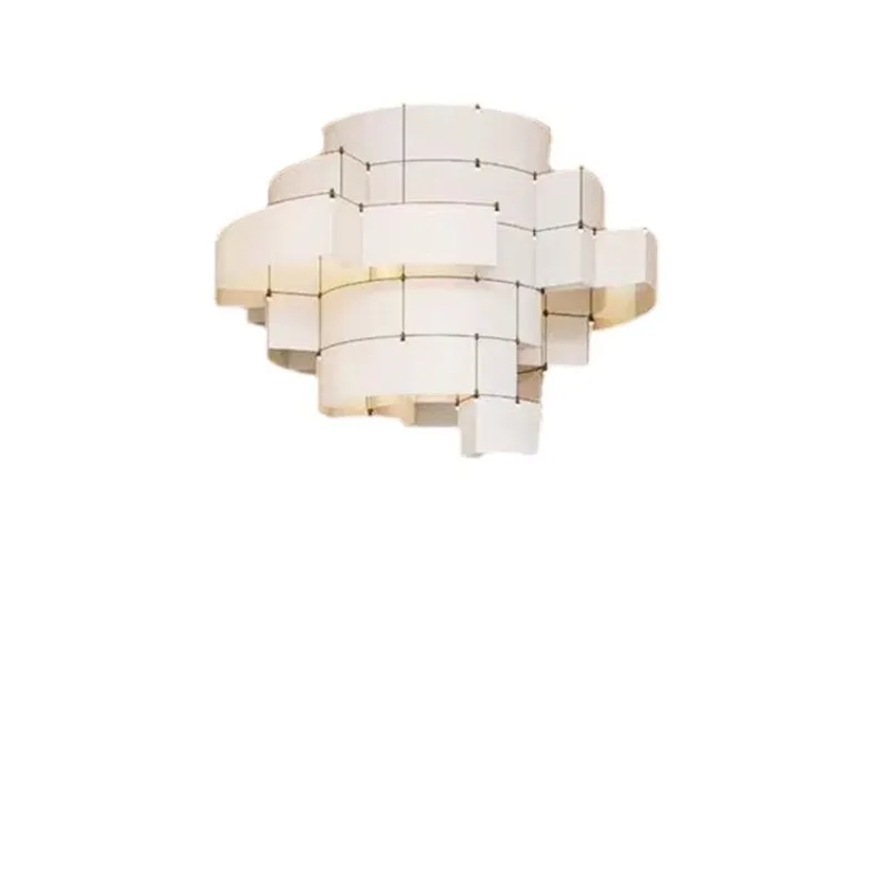 

New Chinese style metal grid dining room living room box chandelier art personality hotel villa lamp