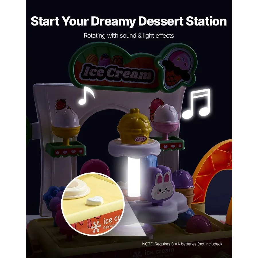 Chariot de crème glacée pour faire semblant de jouer au magasin de crème glacée pour les 3 ans et plus