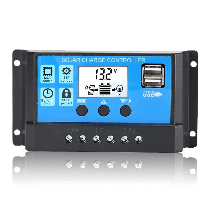 Controlador de carga Solar PWM, batería de litio, 20A, 12V