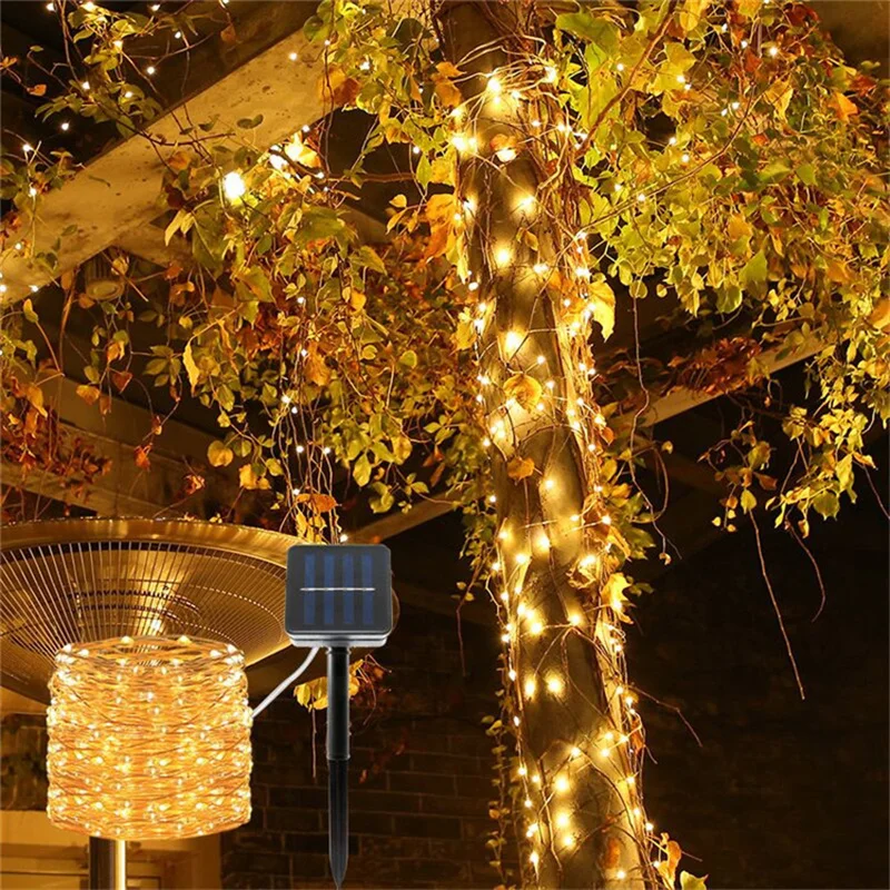Outdoor Copper Wire LED String Lights 8 Modes Lighting Fairy Light Decor Wedding Garden Room Xmas Halloween Decorations for Home