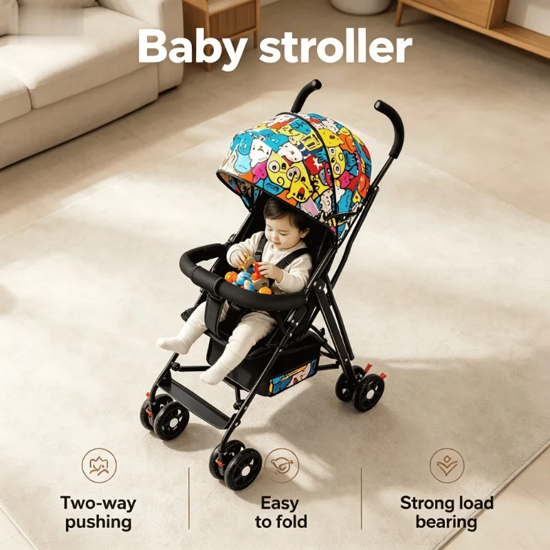 

Lightweight Travel Baby Stroller - Compact & Foldable Umbrella Stroller with Reclining Seat One-Hand Fold Design Baby cart