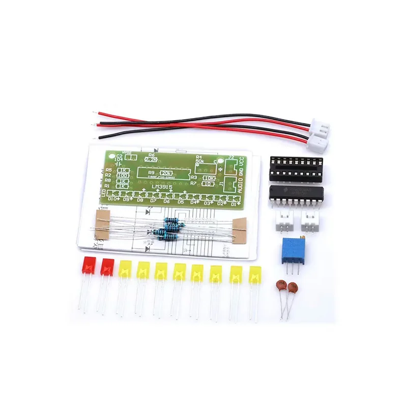 LM3915 DC 9V-12V 10 LED analizator widma dźwięku Audio zestaw wskaźnik poziomu DIY elektoronics lutowanie zestaw laboratoryjny