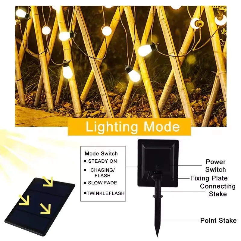 Outside Waterproof  led string lights Outdoor String One to 12 Smart RGB Bulbs Lights for Backyard Garden Porch Party