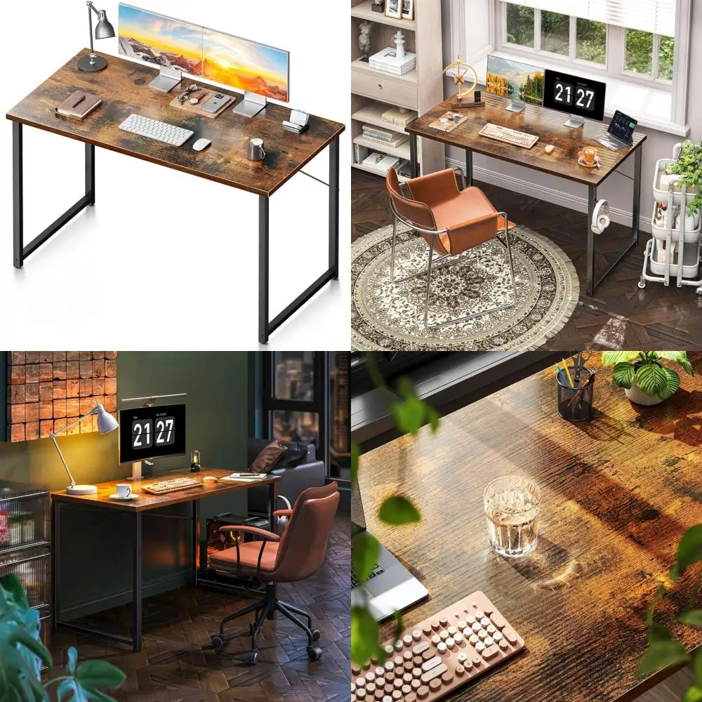 Modern 48 Home Office Desk - Vintage Style Computer Desk for Study and Writing