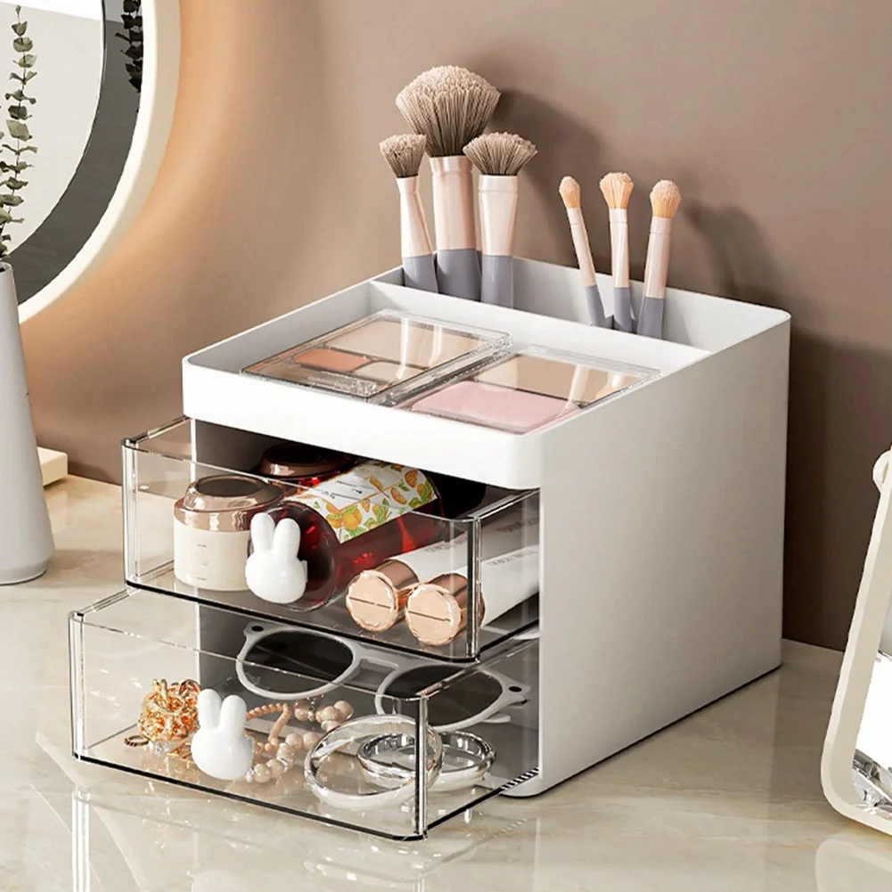 REST Desktop Storage Box Tube Transparent Drawer Storage Box Children's and Students' Desktop Ornaments Pink