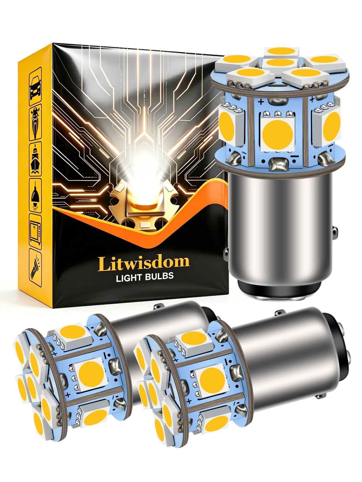 Dual Contact Brake Tail Light BAY15D 1157 P21/5W LED Bulb 6-30V fit 6V 12V 24V Turn Signal for Ford VW 4300K/6000K/Yellow/Red
