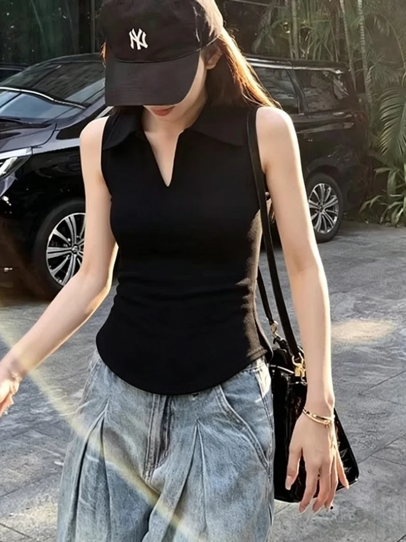 Women's Slim Fit  Neck Vest 95% Cotton Sleeveless Base Shirt Summer New Style Casual Comfortable Breathable Tank Top
