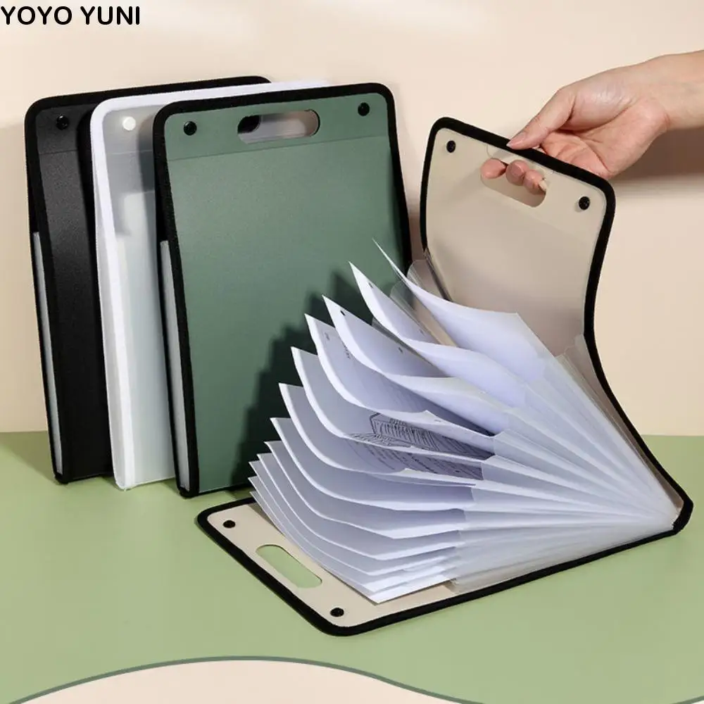 

Briefcases A4 Vertical Folder Organ Bag Portable 13 Pocket File Folders Durable PP Material A4 File Storage Bag School Supplies