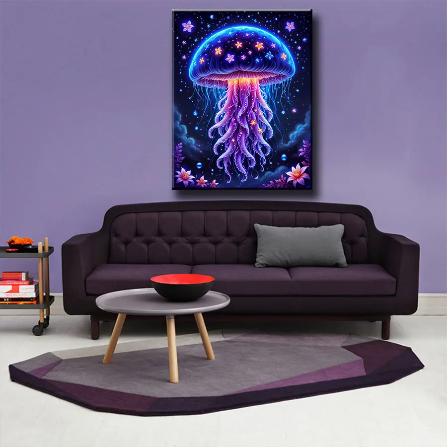 Ever Moment Sea Animal Diamond Painting Full Resin Drill Short Lint Canvas Curved Edges Jellyfish Art Kit Mosaic Set ASF3046 view 2