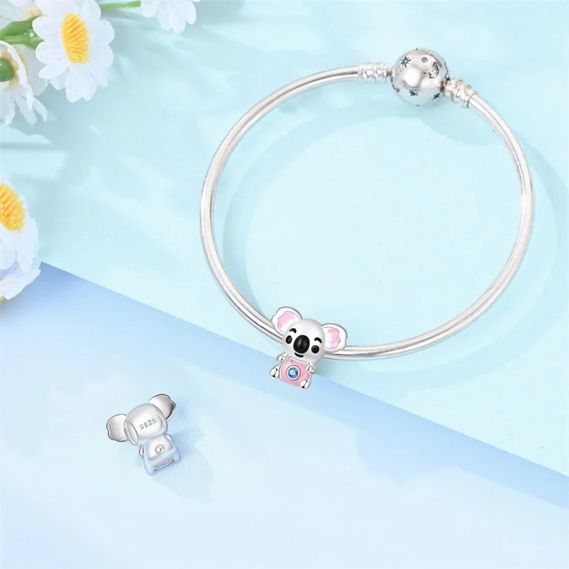 Stylish 925 Sterling Silver Popular Camera Koala Charms Bead Fit Original Bracelet DIY Girls Travel Xmas Souvenir Gift For Her