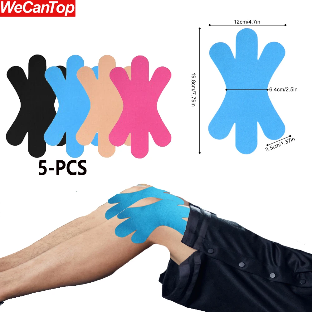 

5PCS Kinesiology Tape - Precut for Knee Pain Relief, Waterproof Sports Tape for Running, Basketball & Joint Support (Latex-Free)