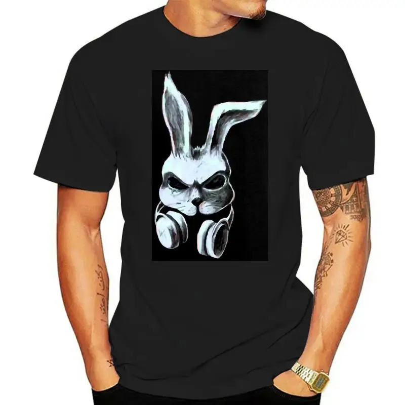 Dj Rabbit T-Shirt For Men Short Sleeve Novelty Comical Tee Shirt Sunlight Camiseta Shirt 100% Cotton Slogan Tee Top