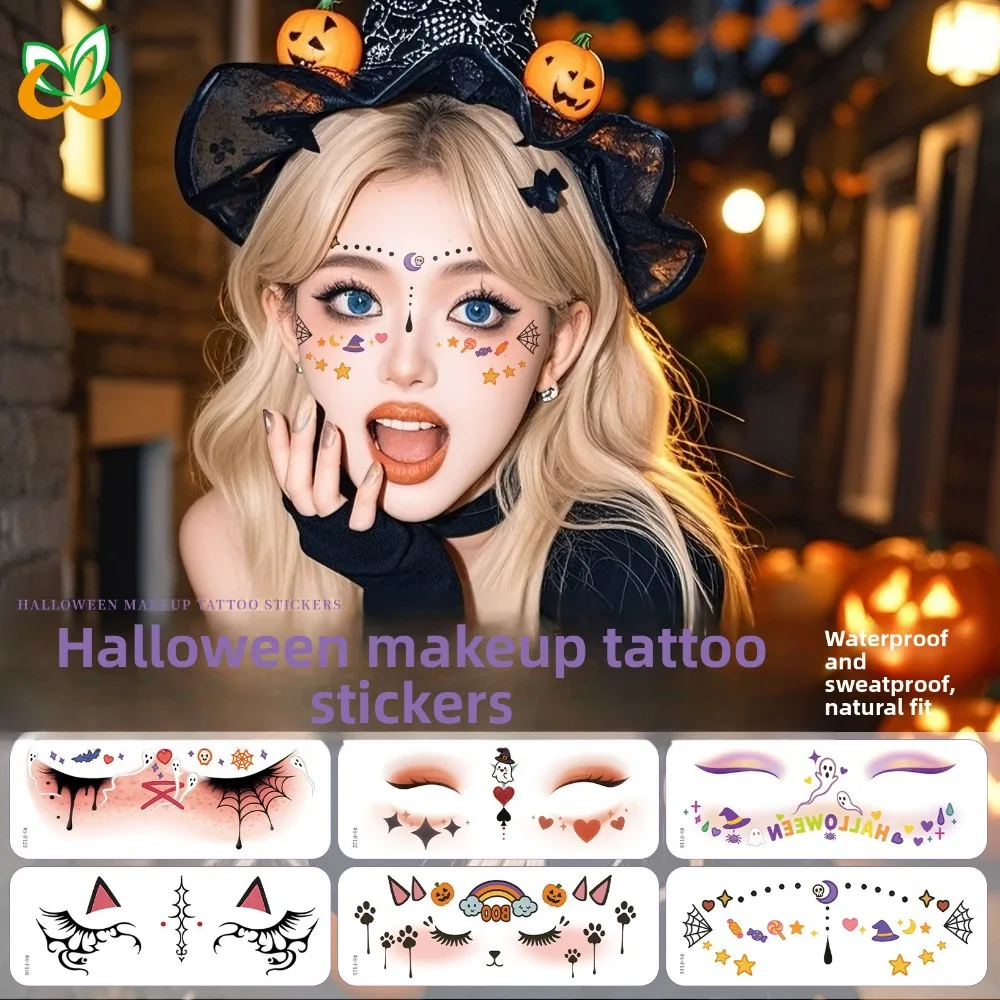 

Новая красивая наклейка-тату на Хэллоуин с привидом, игривый милый макияж с призраком ведьмы, водонепроницаемая наклейка-тату для лица