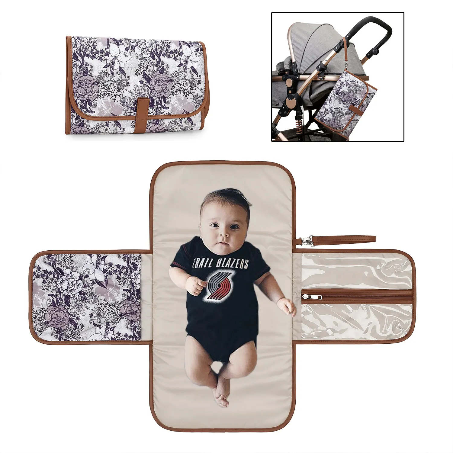 

6-цветные чехлы для пеленания детских подгузников с цветочным принтом, портативная сумка для коляски, водонепроницаемый коврик для мочевыпуска с местом для хранения для путешествий на открытом воздухе