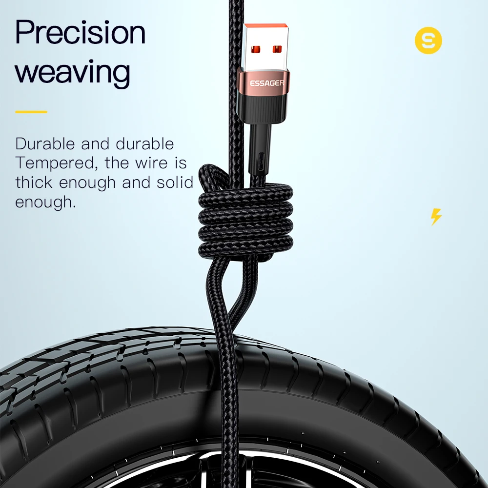 Essager 7A  USB Type C Cable For Realme Oneplus OPPO 100W Fast Charging Wire USB-C Charger Data Cord For  Huawei P30 P4060 Pro