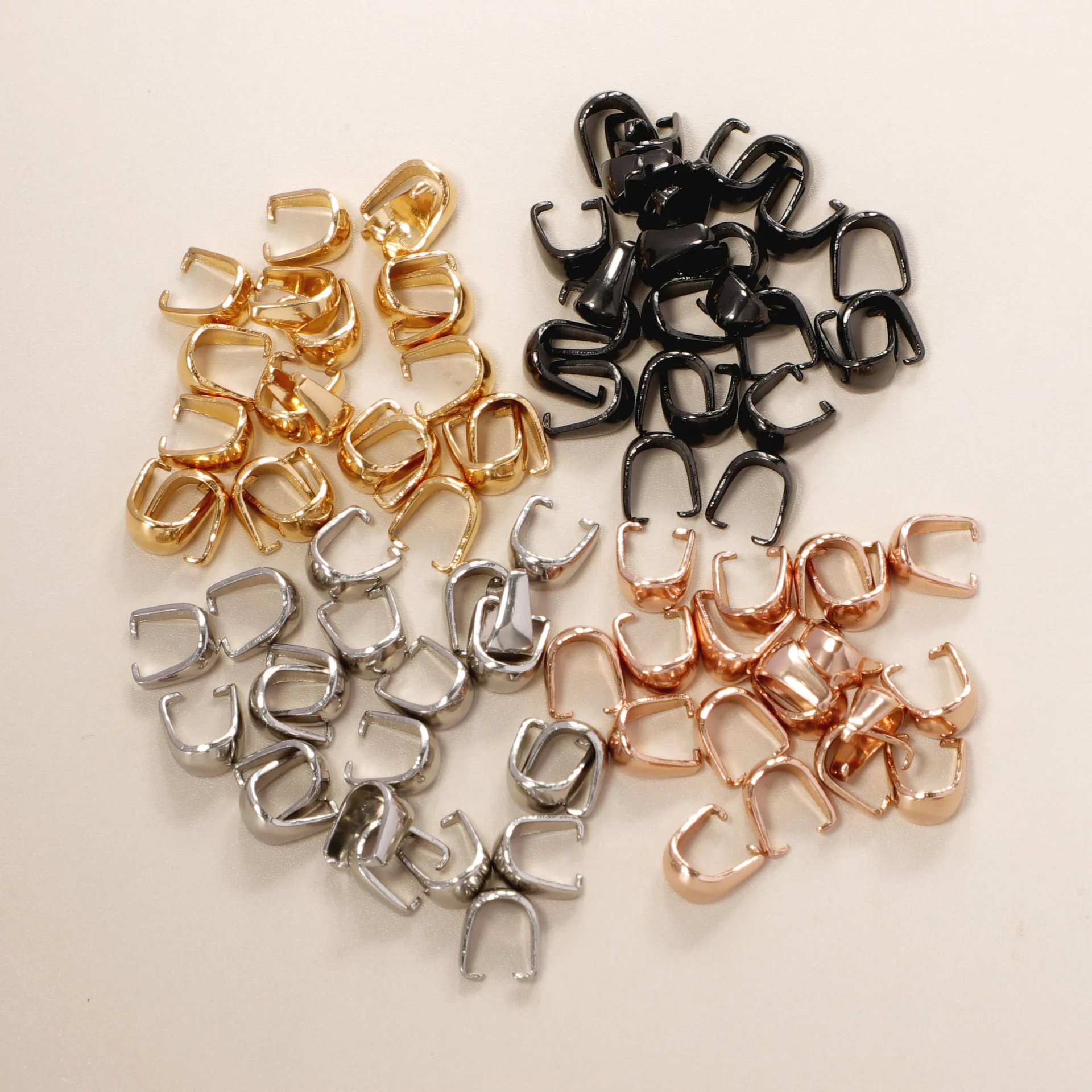 Fnixtar 100Pcs 4*6mm Steel Black Color Stainless Steel Pendant Clips Clasps DIY Pinch Clip Bail Clasp Jewelry Findings Accessory