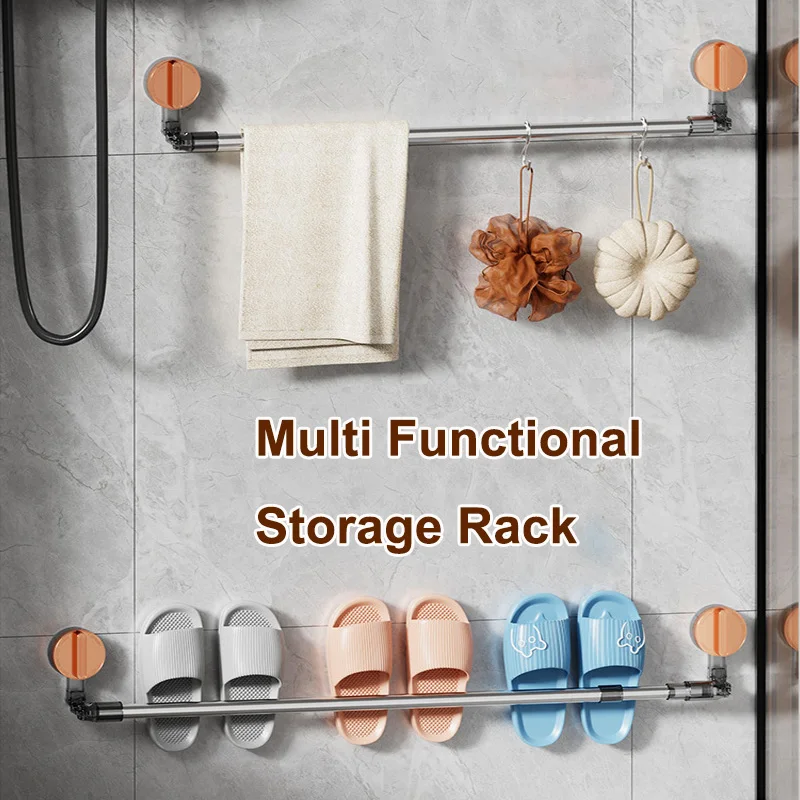 

Suction Cup Bathroom Hand Towel Rack Towel Holder Wall Mount No Drill Mount 60/120cm Towel Bar Towel Rag Shelf Hanger