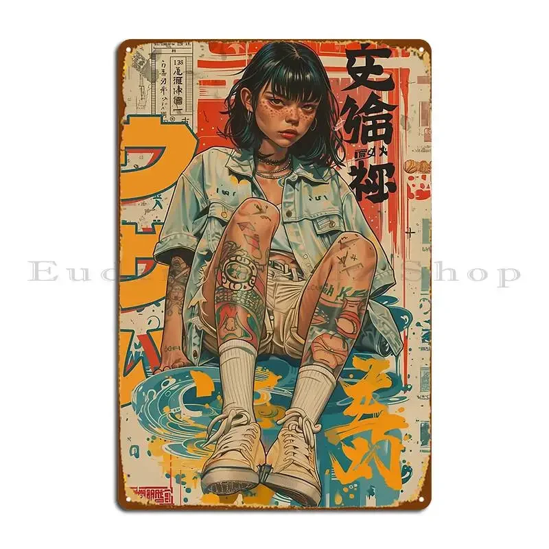 Tokyo Ink Urban Anime Elegance Yutohikaru Metal Plaque Poster Decoration Wall Cave Cinema Printing Wall Decor Tin Sign Poster