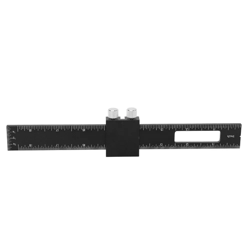 Aluminum Alloy T Square Woodworking Ruler Inch Metric Scale Dual Scale Scribing Marking Ruler Slide Stop