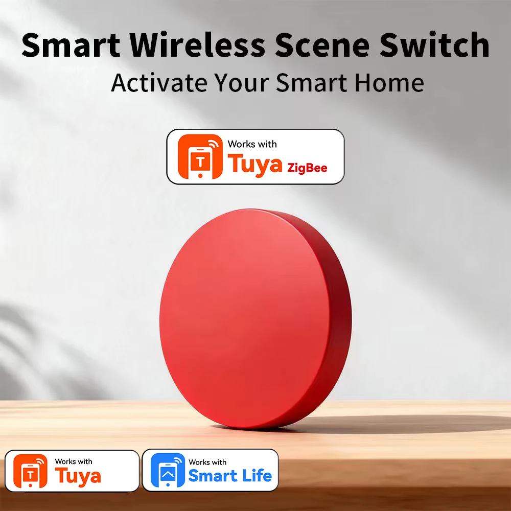Smart Button Scene Switch 3-Actions Wireless Button Zigbee for Smart Life Google/Alexa Remote Control Wait Voice Home Office