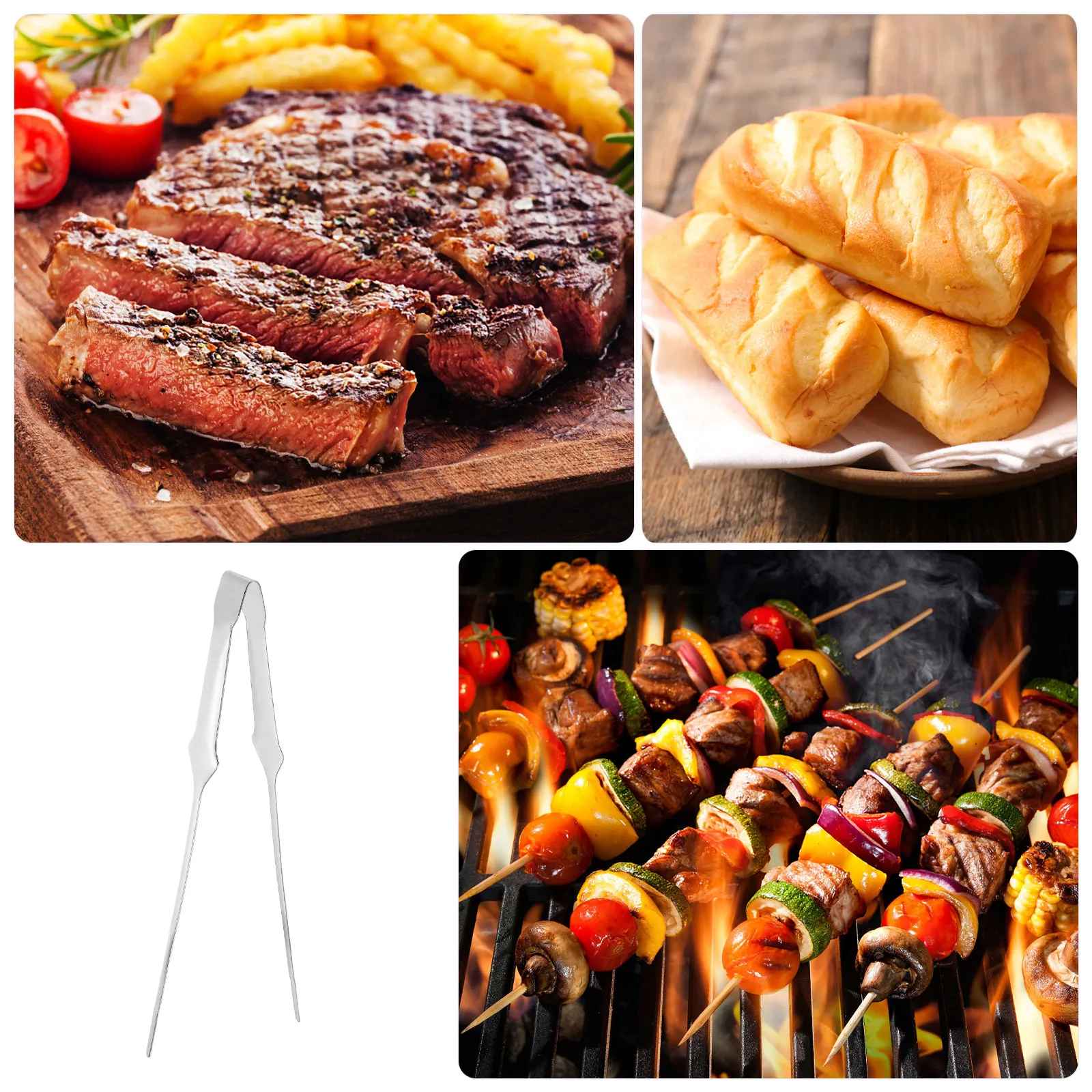 Stainless Steel Cooking Tongs Locking Ergonomic Grip for Grilling BBQ Baking Salad Pasta Serving