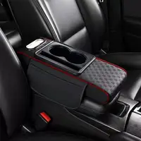 Compartimento central para coche, cojín para reposabrazos que aumenta la altura, almohadilla multifuncional para reposabrazos de cuero PU con portavasos, caja de pañuelos Universal