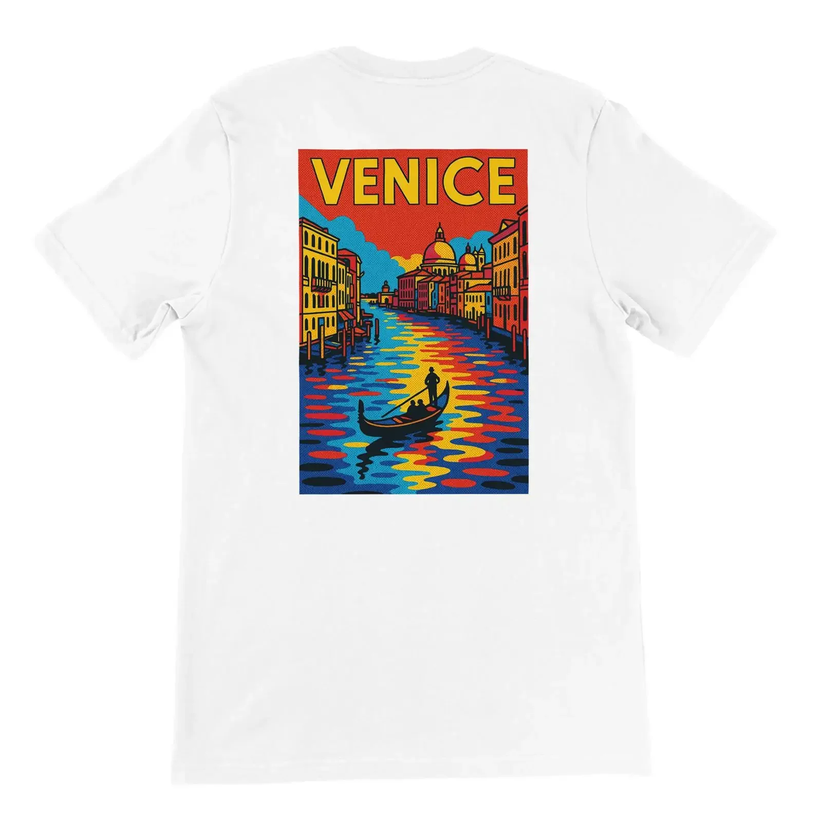 Venice Pop Art T Shirt Italian Travel Gondola Back PrinT vintage Washed Soft Comfortable designer clothes Casual graphic