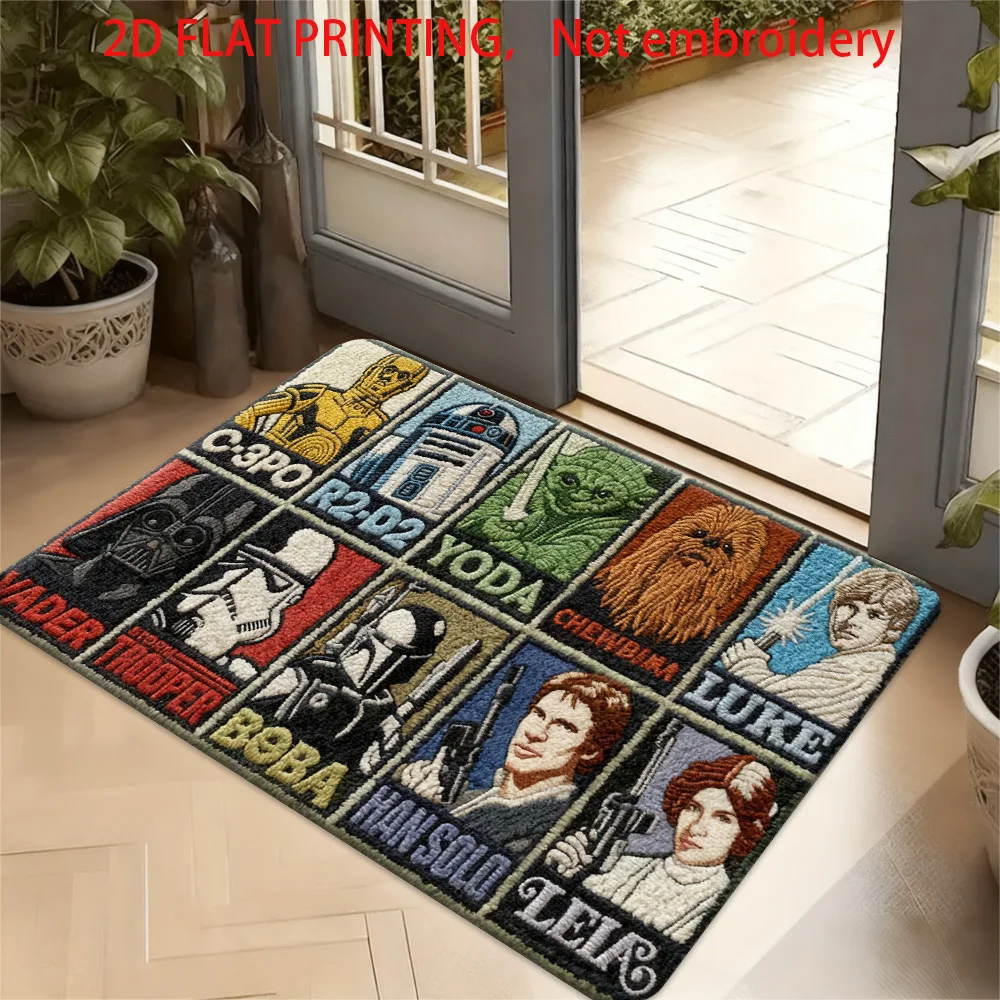 Tapete de poliéster com impressão plana 2D Star Wars, tapete de flanela Star Wars, tapete macio antiderrapante para sala de estar e quarto, C