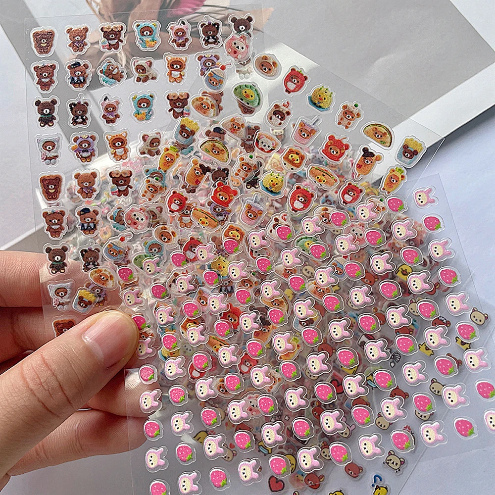 

Kawaii Mini 16Pcs Cute Rilakkuma Nail Art Sticker Pcv Ultra-Thin Self-Adhesive Slider Sticker Stationery Nail Decorative