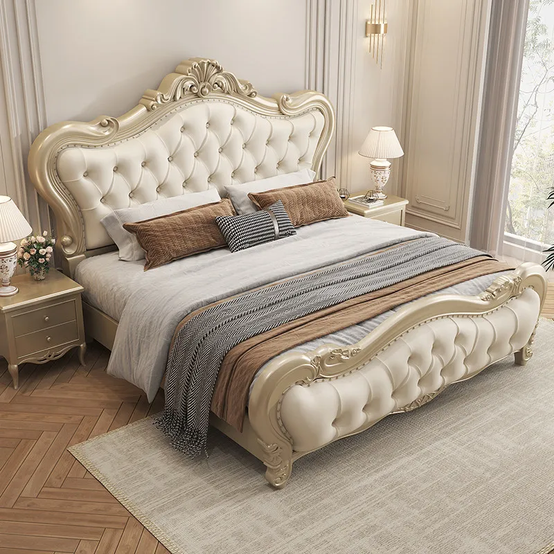 Gold Storage Double Bed Couples Retro Designs Luxury Room Headboards Double Bed Bedroom King Size Camas De Dormitorio Furniture