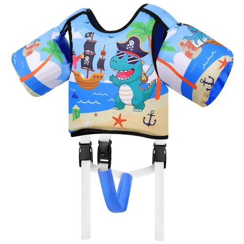 MoKo Chaleco de natación para niños pequeños, flotadores para niños de 22 a 6 libras, chaleco de natación con alas de agua de dibujos animados y brazaletes, equipo de entrenamiento de natación