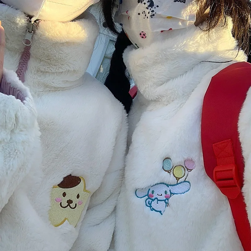 Sanrio Anime Down Cotton Jacket Kawaii Hello Kittys Cinnamoroll Cute Autumn Winter Reversible Cartoon Jacket Girl Christmas Gift