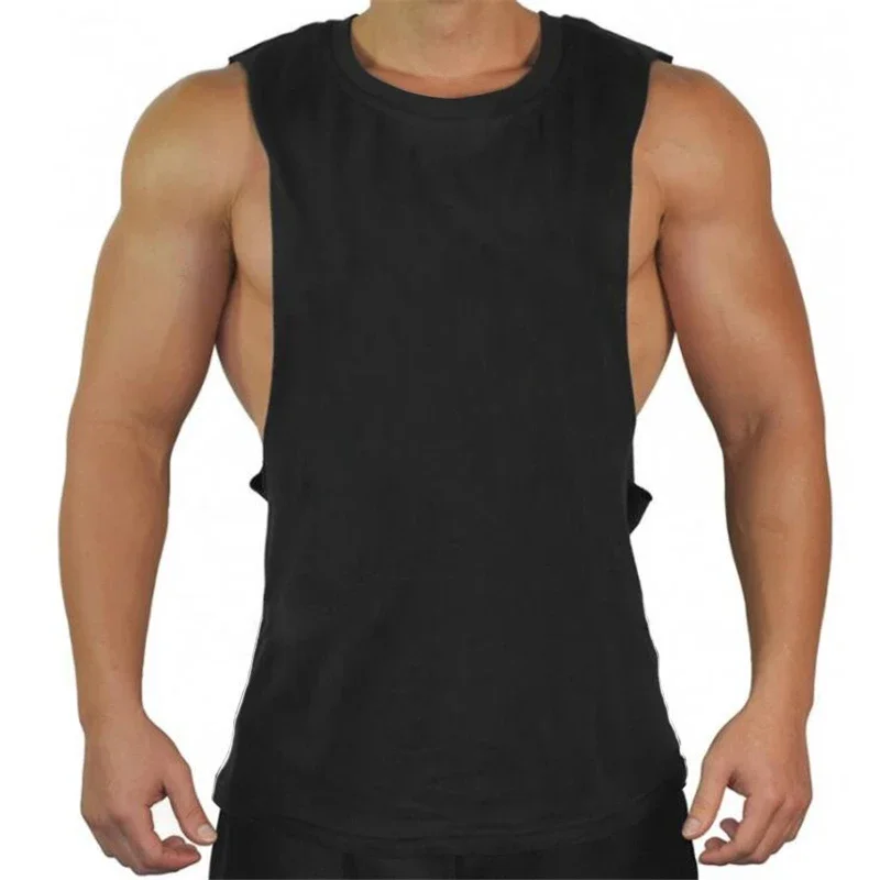 New Blank Sleeveless shirt Muscle Cut Workout Shirt Bodybuilding Tank Top Man Fitness Clothing cotton open sides vest