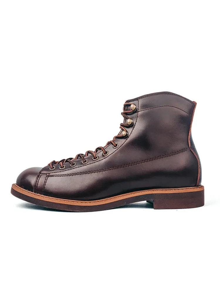 Vintage oryginalne skórzane męskie buty robocze ze ściągaczem sukienka męskie botki buty motocyklowe męskie — zdjęcie 2